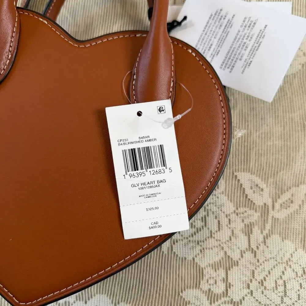 Coach Glovetanned Leather Heart Bag Burnished Amber NWT